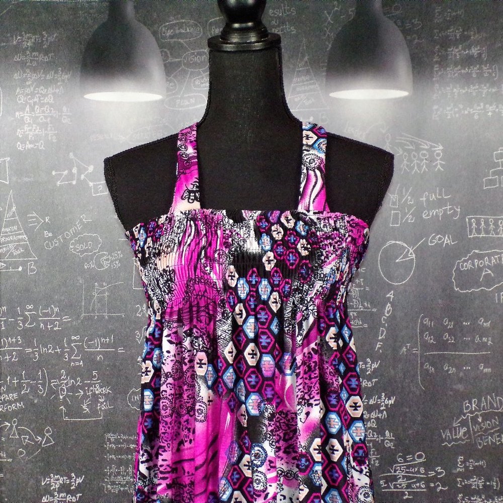 Women's Sleeveless Multi Print Midi Dress